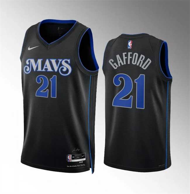 Men%27s Dallas Mavericks #21 Daniel Gafford Black 2023-24 City Edition Stitched Basketball Jersey Dzhi->dallas mavericks->NBA Jersey